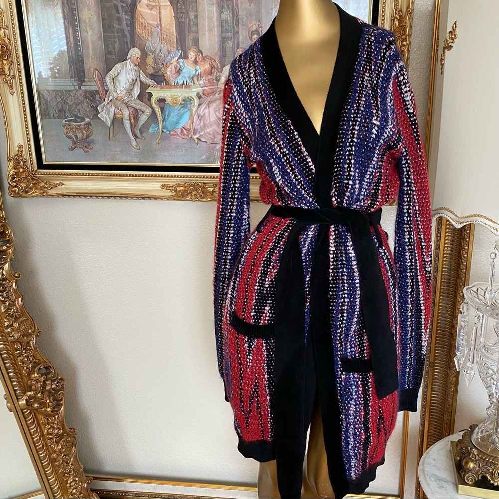Balmain Multi knit Open Belted Sweater